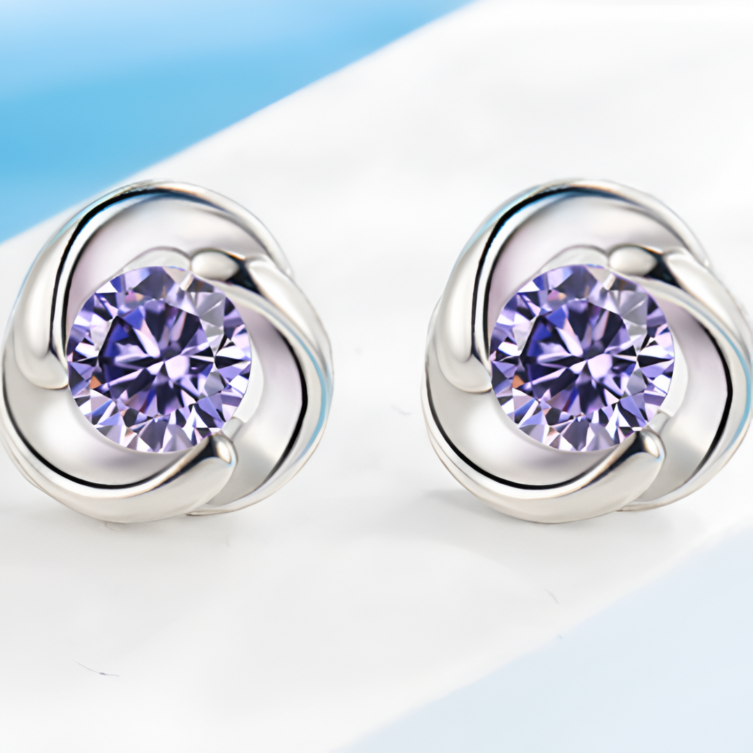 Lavendel Swirl Edelstein Ohrstecker