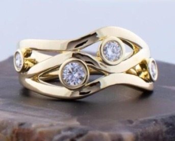 Vintage Einlege-Zirkonia Spiral Goldring