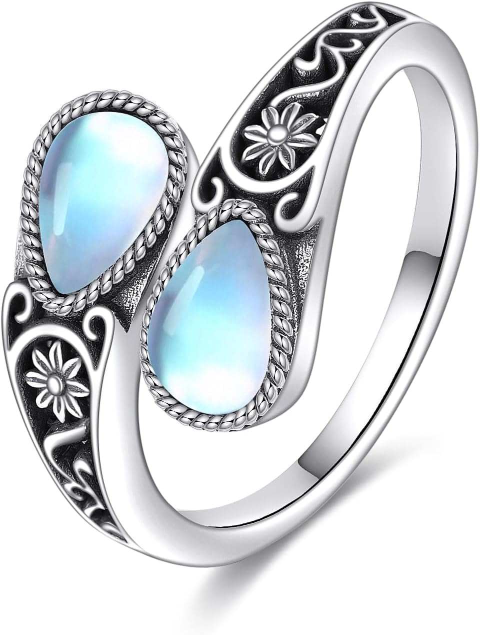 Vintage Naturstein Ring mit Einlagen in Blau