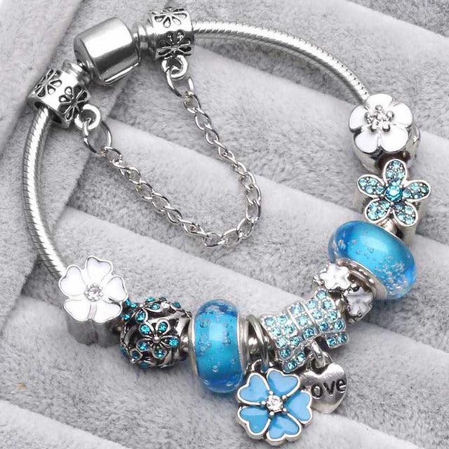 Blaue Vintage Silberarmbänder