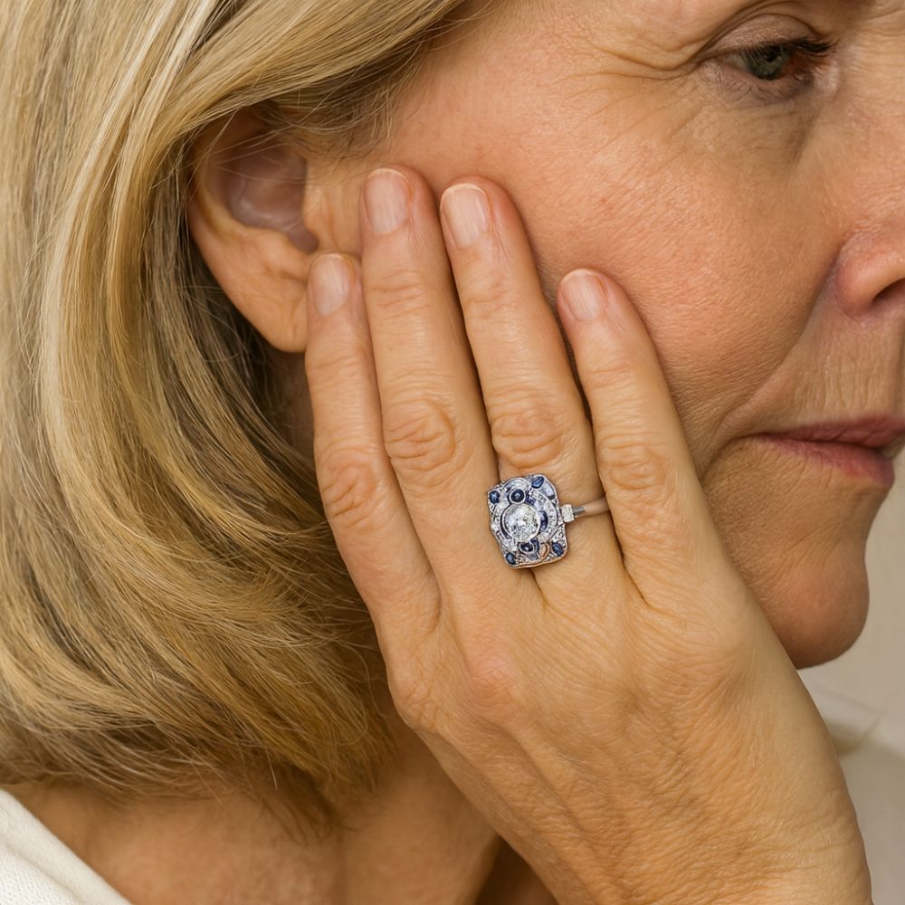 Vintage Silberring mit blauen Zirkonia