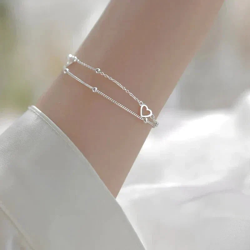 Verstellbares Silberherz-Armband