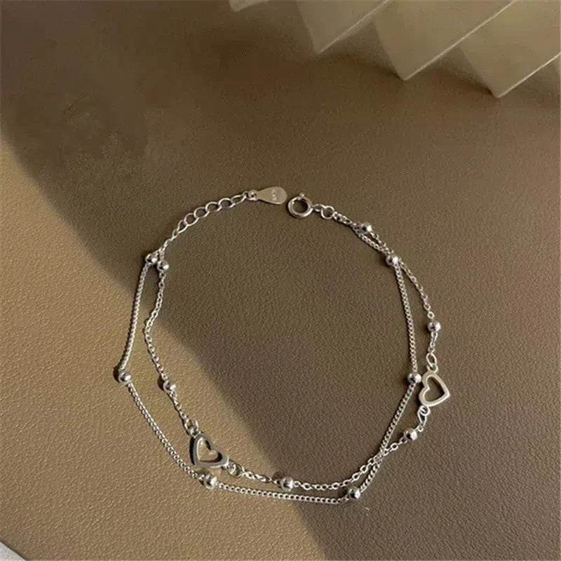 Verstellbares Silberherz-Armband