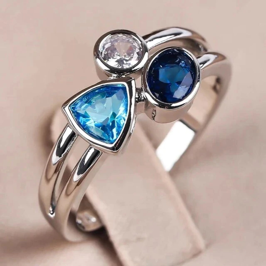 Vintage Blaue Kristalle Ring
