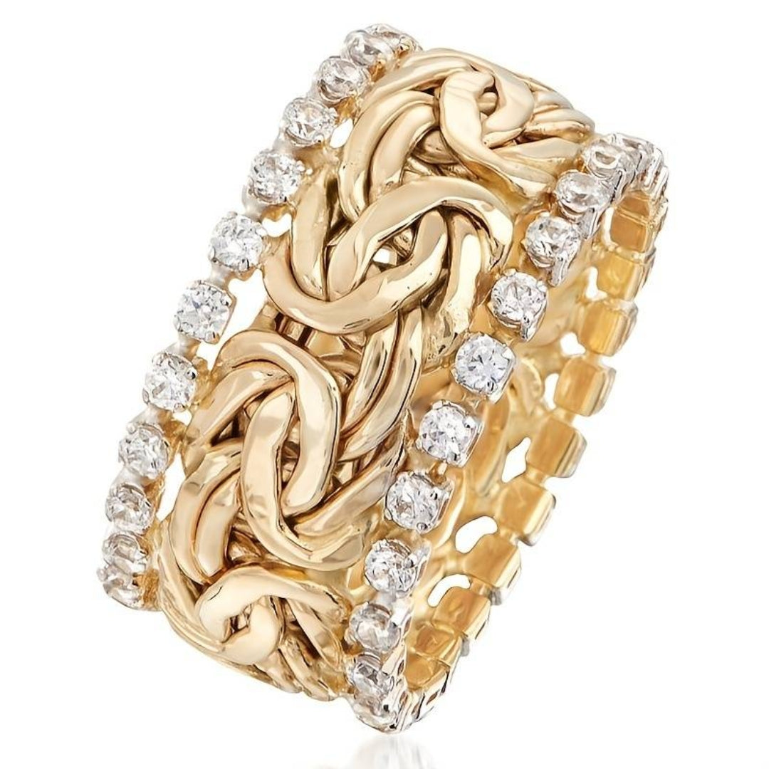 Vintage Goldgeflochtener Zirkonia Ring