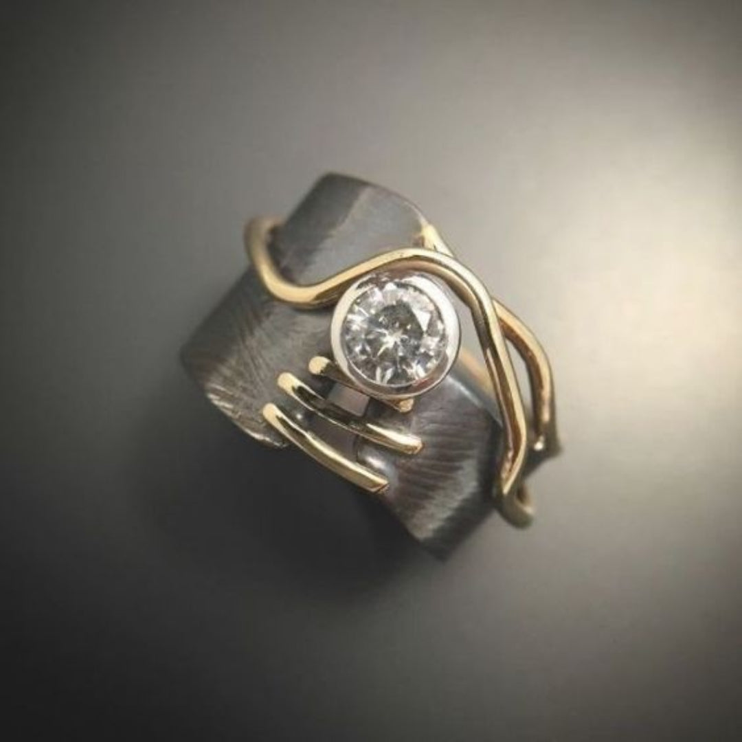 Vintage Dunkel Silber Zirkonia Ring