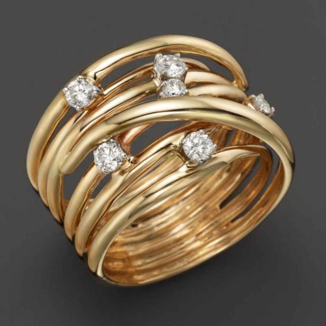 Vintage Gold-Zirkonia Dünner Ring