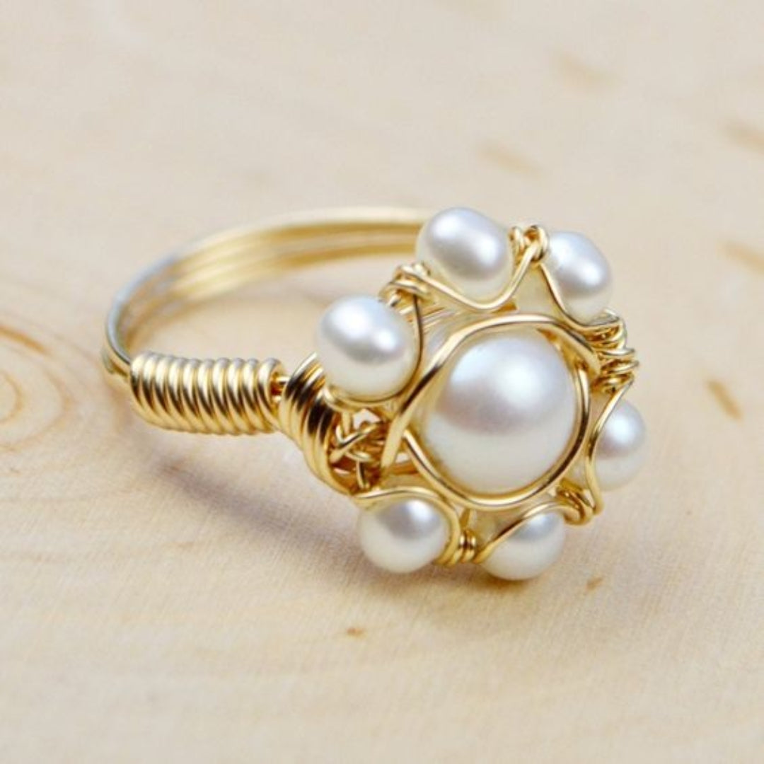 Vintage Einlegeperlen Goldring
