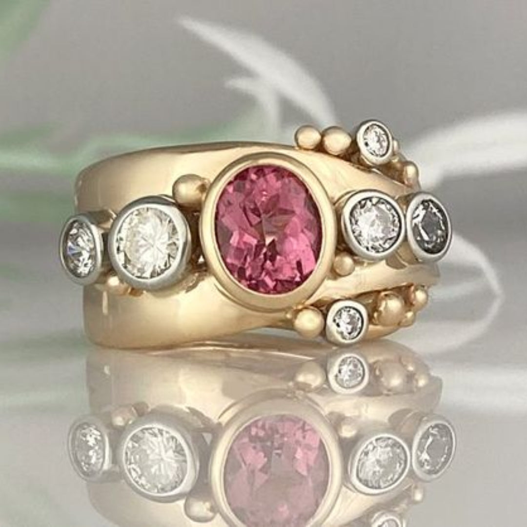 Vintage Roter Zirkonia Goldring
