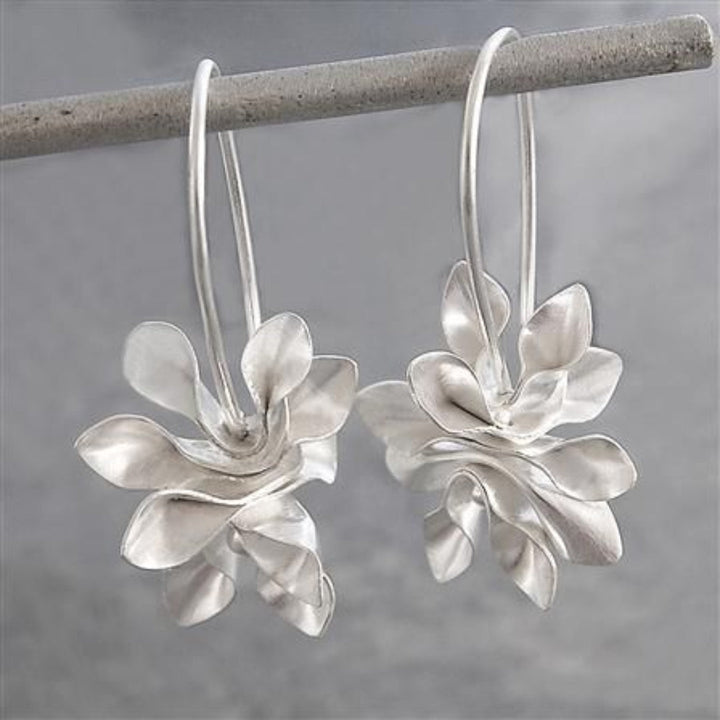 Vintage Unregelmäßige Blüten Silber Ohrringe
