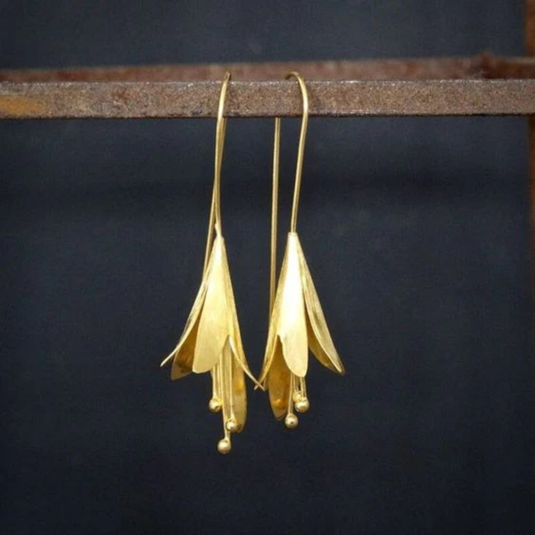 Vintage Gold- und Silber-Lotus-Ohrringe