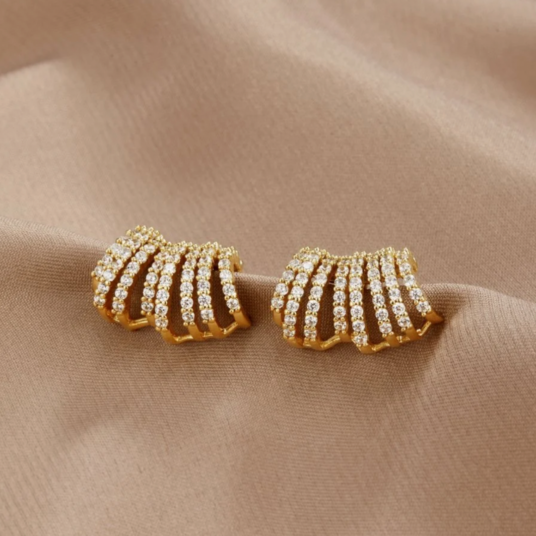 Goldene Perlen-Hoops Ohrringe