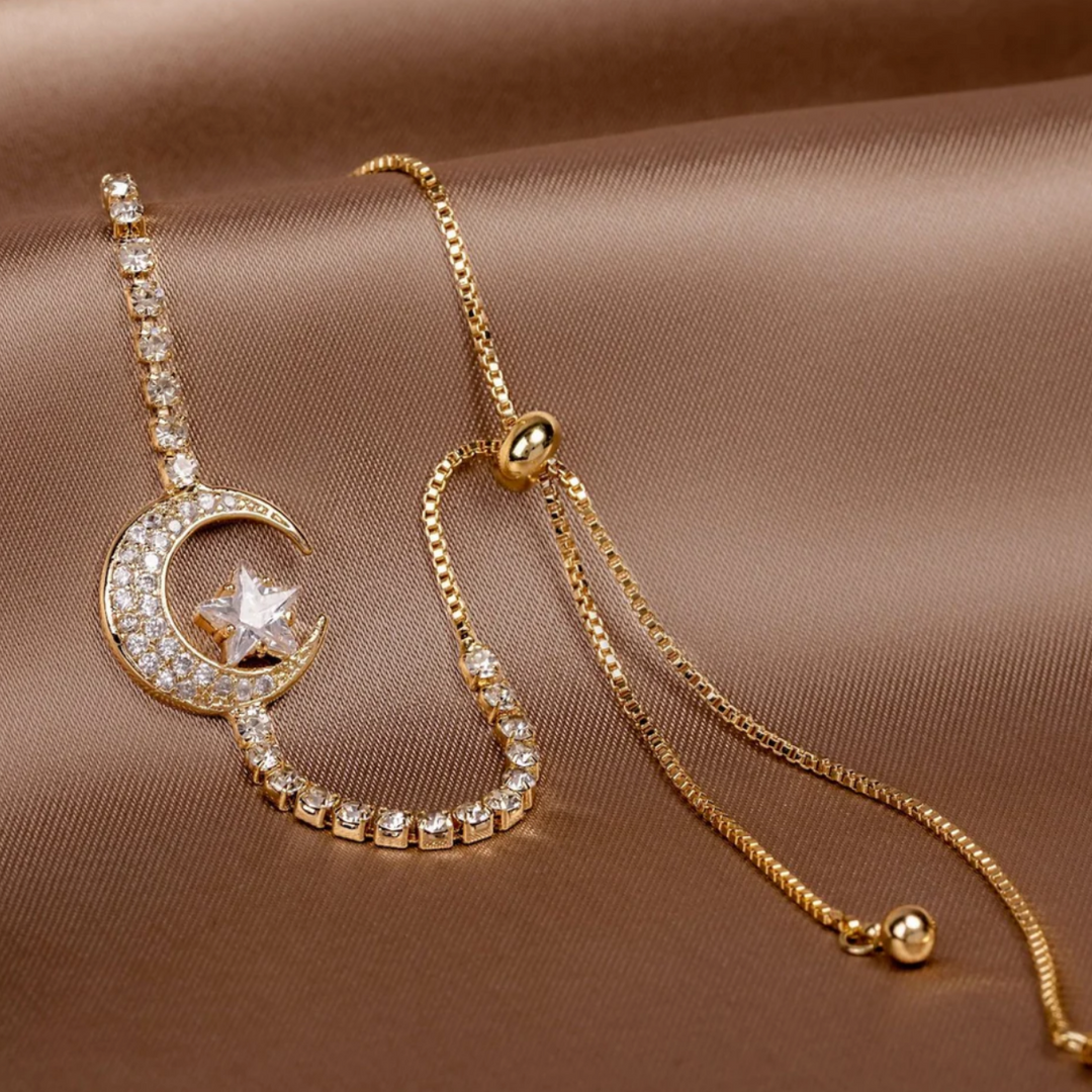 Mond Anhänger Armbänder aus Zirkonia und Gold