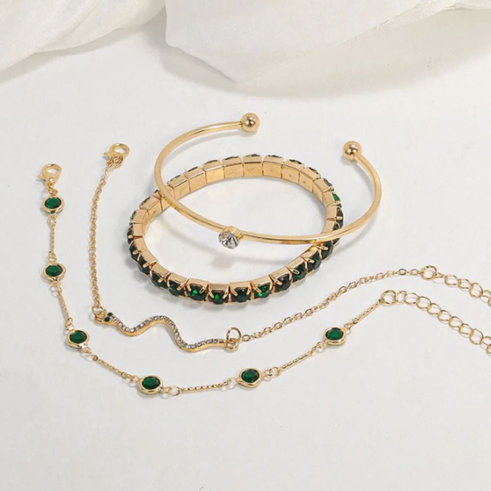 Grünes Edelstein-Armband-Set