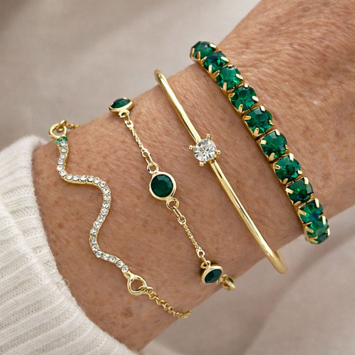 Grünes Edelstein-Armband-Set
