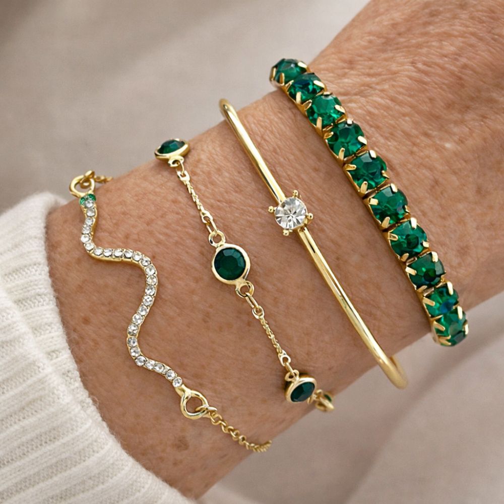 Grünes Edelstein-Armband-Set
