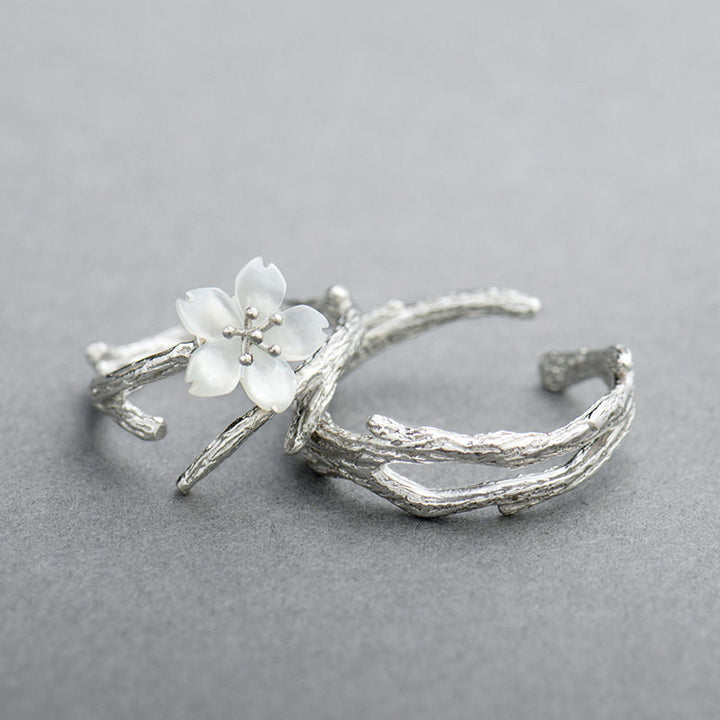 Vintage Weißer Blüten Verstellbarer Ring