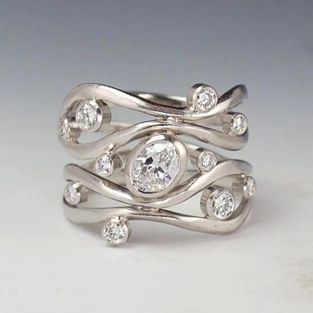 Vintage Silber Einlege-Zirkonia Ring