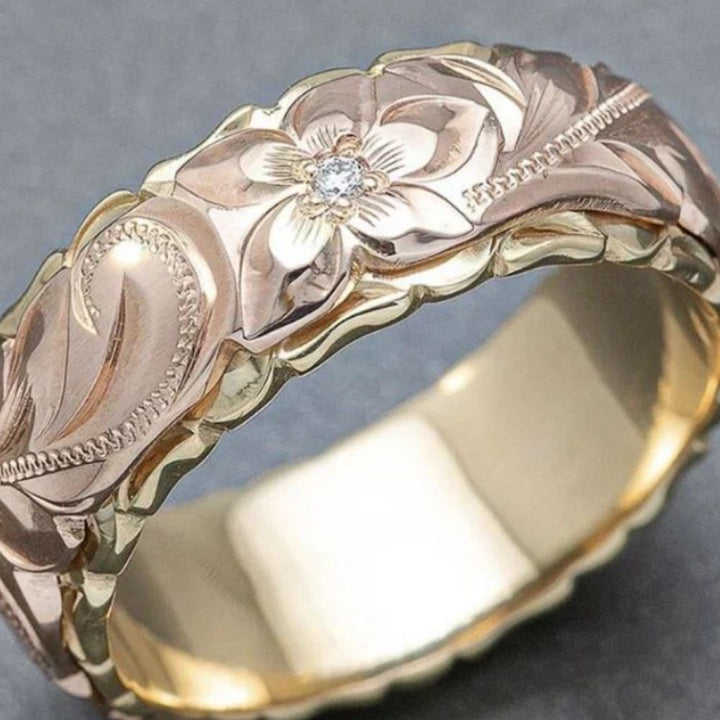 Vintage Rose Blüten Goldring
