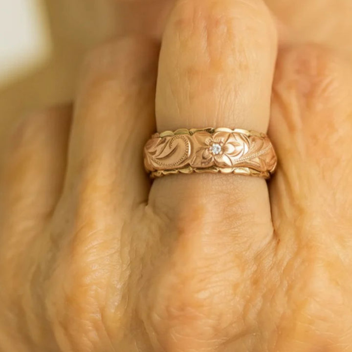 Vintage Rose Blüten Goldring
