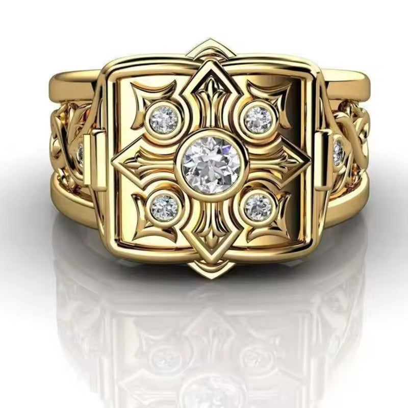 Vintage Einlegeperlen Quadrat Ring