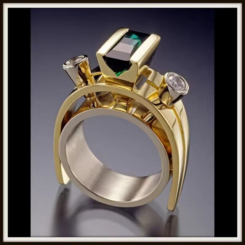 Glänzender Ring mit Vintage-Goldkristallen