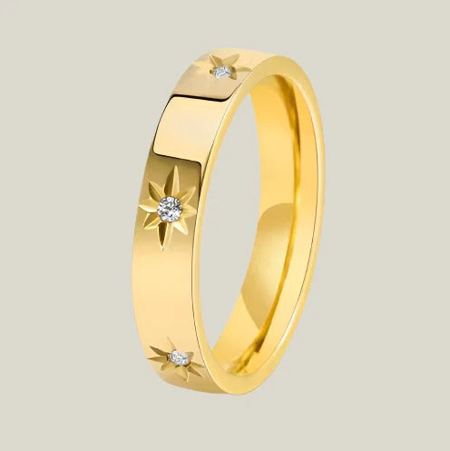 Vintage Goldene Sternen Nacht Ring