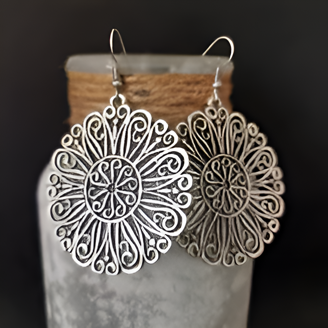 Vintage Hohle Mandala Runde Ohrringe
