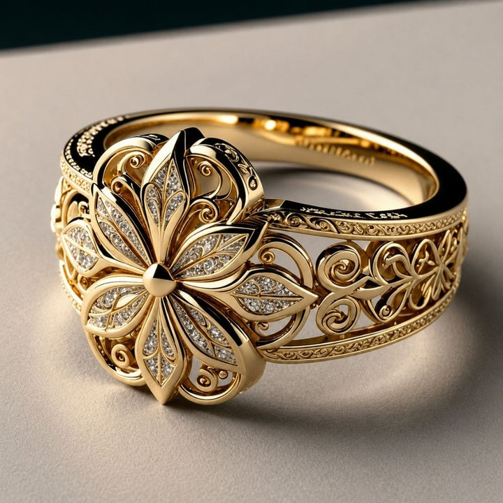 Exotischer floraler Zirkonia Goldring
