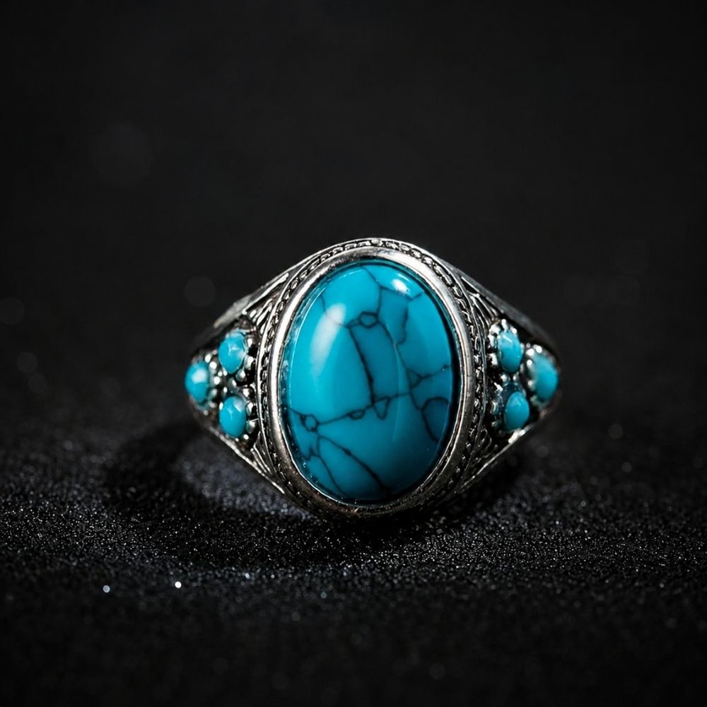 Nomad Blaue Stein Weißgold Ring