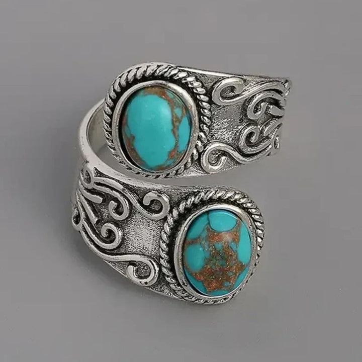 Eleganter Vintage-Türkis-Kreuz-Bandring