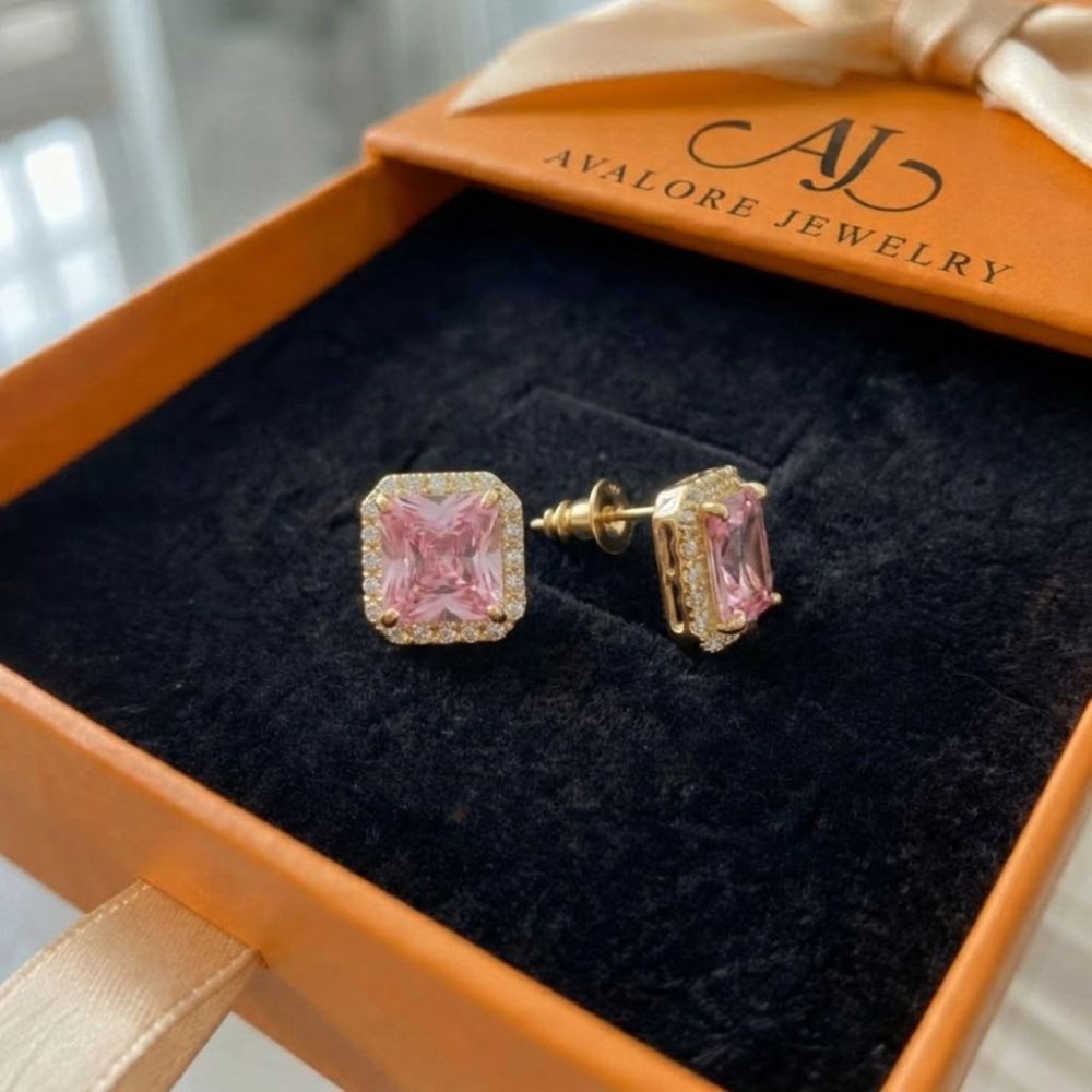 Rosa Saphir Pave Ohrringe