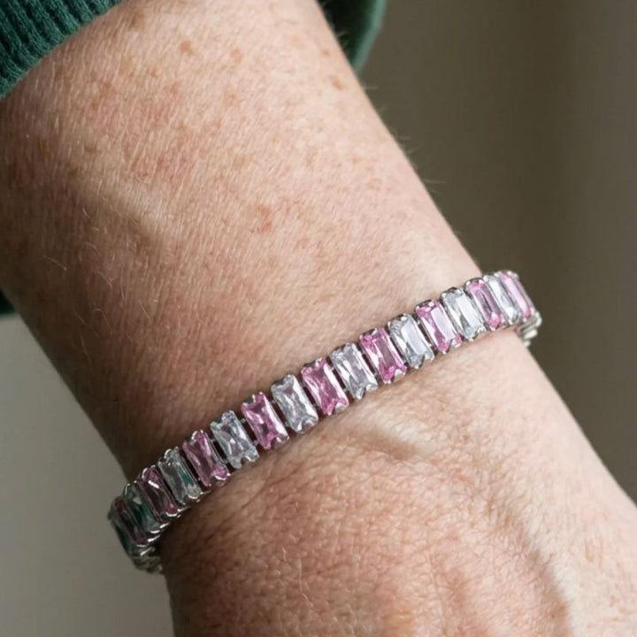 Rosa Streifen Tennisarmband