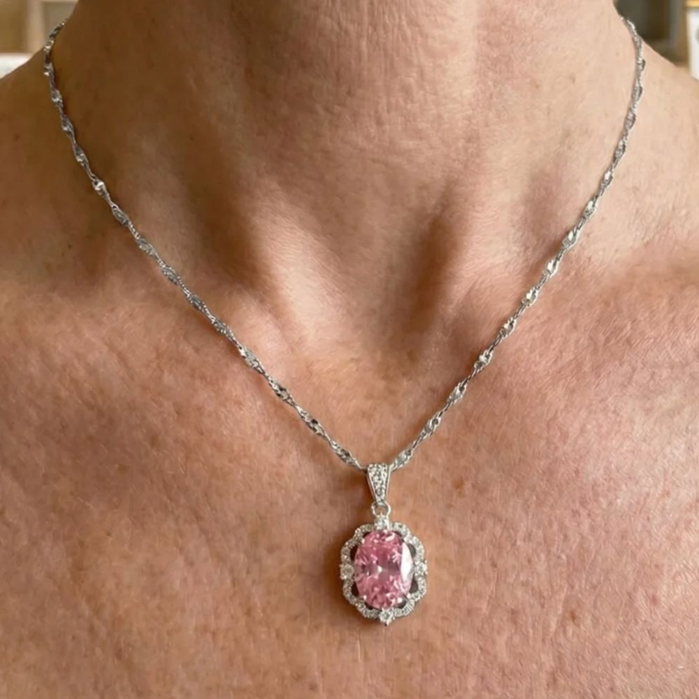 Rose Oval Crown Halo Halskette