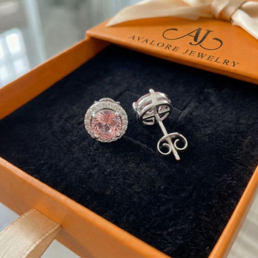Runde Pave Ohrringe in Pink