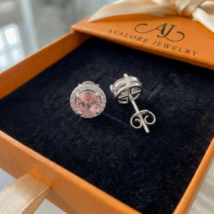 Runde Pave Ohrringe in Pink