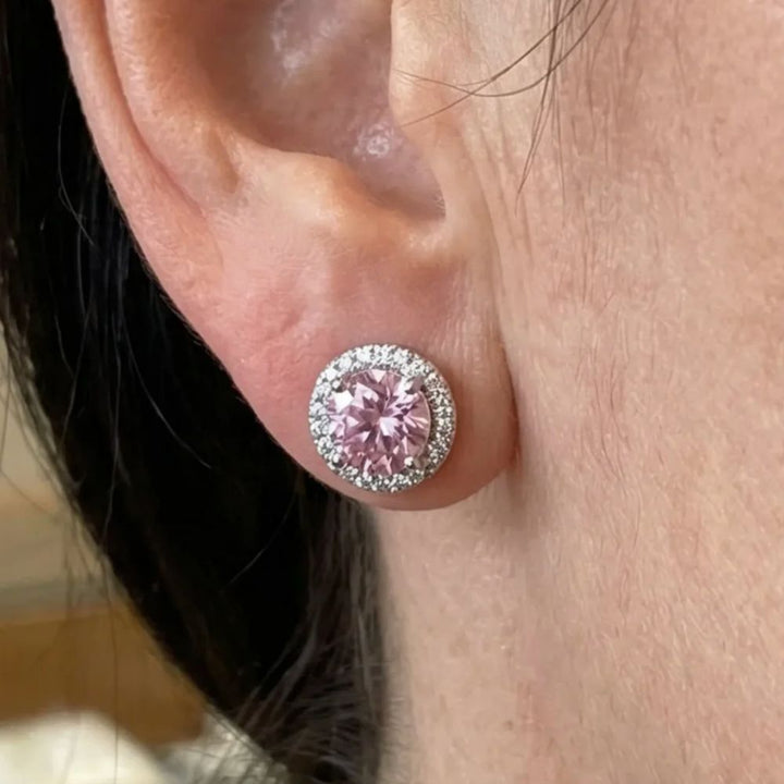 Runde Pave Ohrringe in Pink