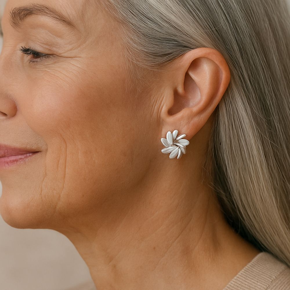 Elegante Opal-Kreis-Blütenohrringe