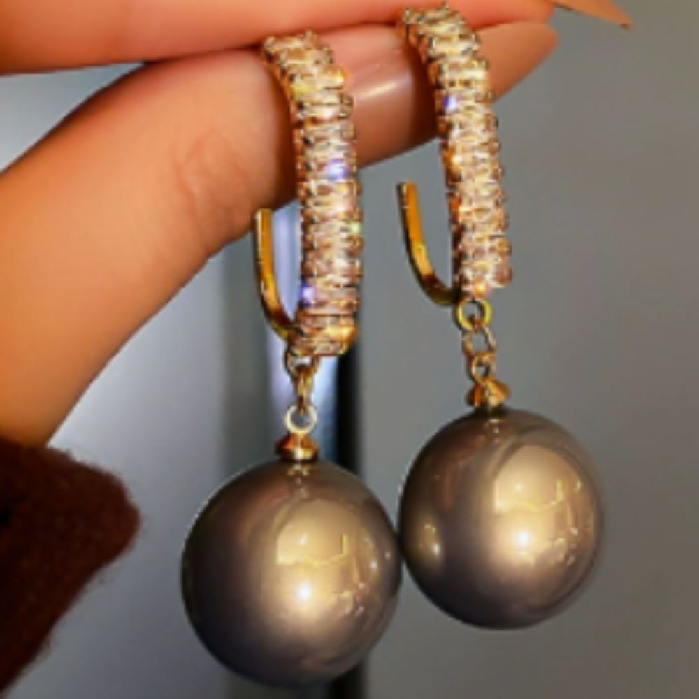 Schwarze Perle Zirkonia Ohrringe