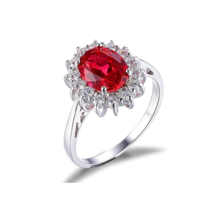 Klassischer Ruby Halo Ring