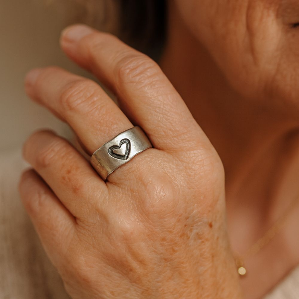 Vintage Doppelherzring aus Silber
