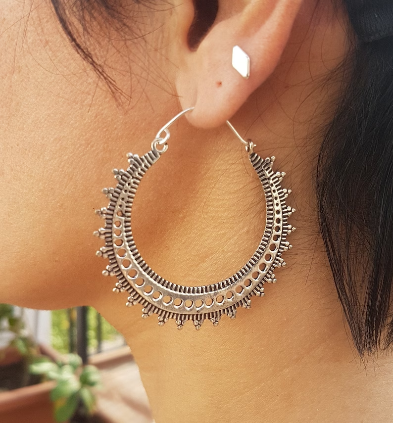 Vintage Mandala Silber Ohrringe