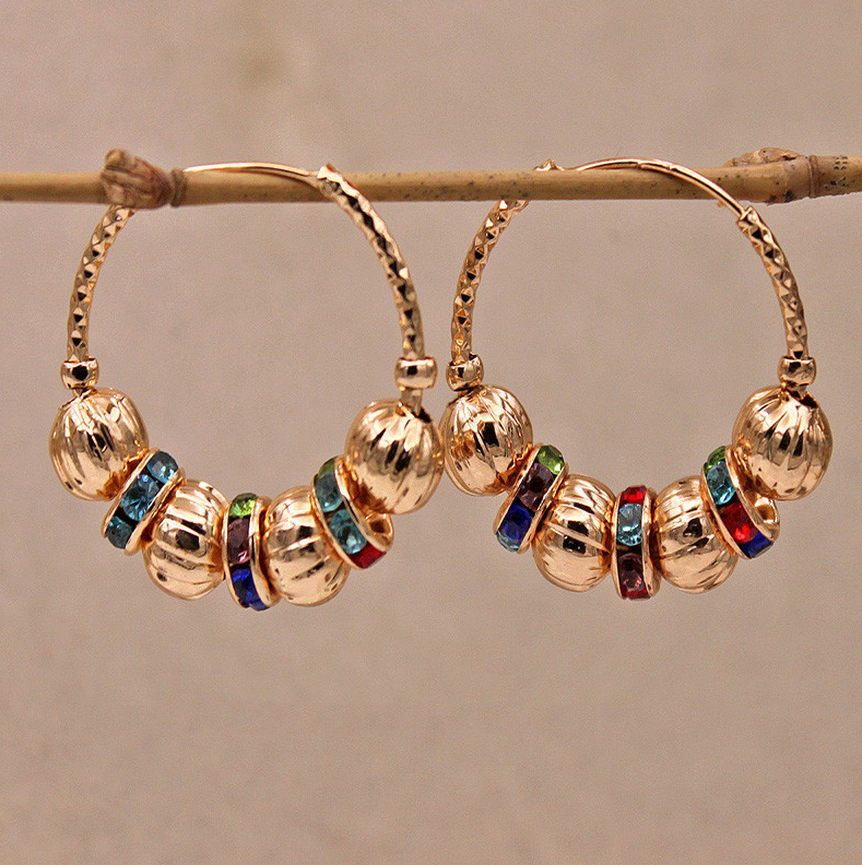 Vintage Mehrfarbige Kristall Gold Ohrringe