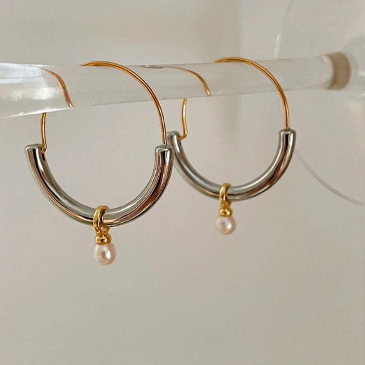 Vintage Gold- und Silberperlenohrringe