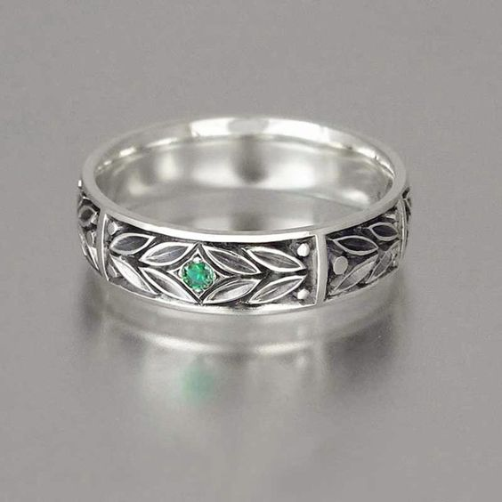 Vintage Silber Grüner Ring