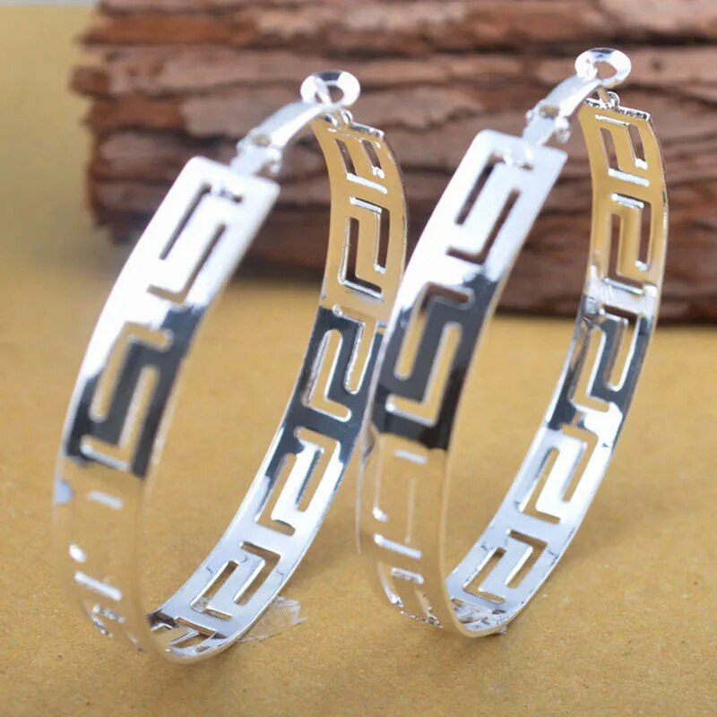 Vintage Silber Hoops Ohrringe