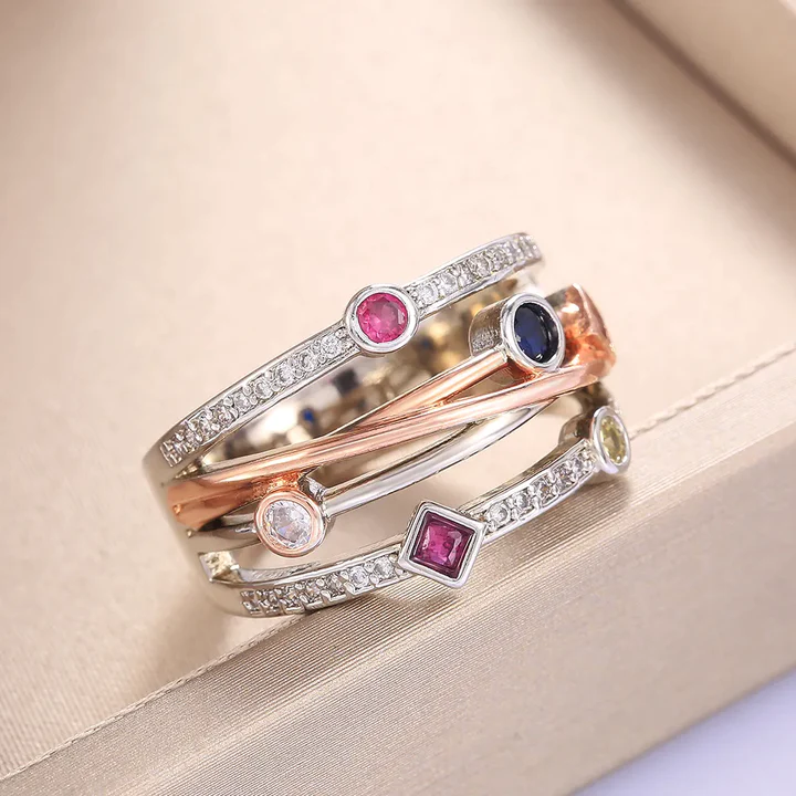 Vintage Bunter Hohl-Zirkonia-Ring