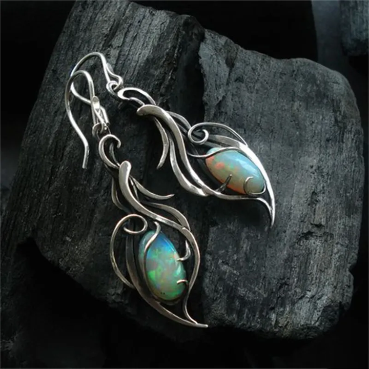 Vintage Blaue Opal Silber Ohrringe