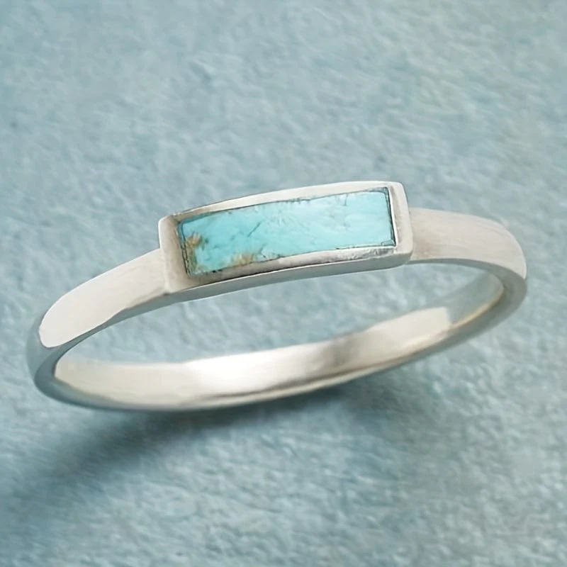 Vintage Einlege-Ring mit blauer Stein