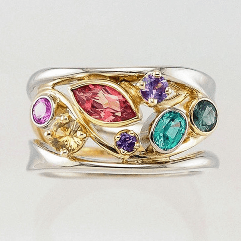 Vintage Gold- und Silberfarbiger Zirkonia-Ring